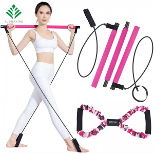 Set de bare Pilates, exercițiu portabil de yoga Pilat Stick cu o bandă de rezistență buclă de picior, echipament de fitness